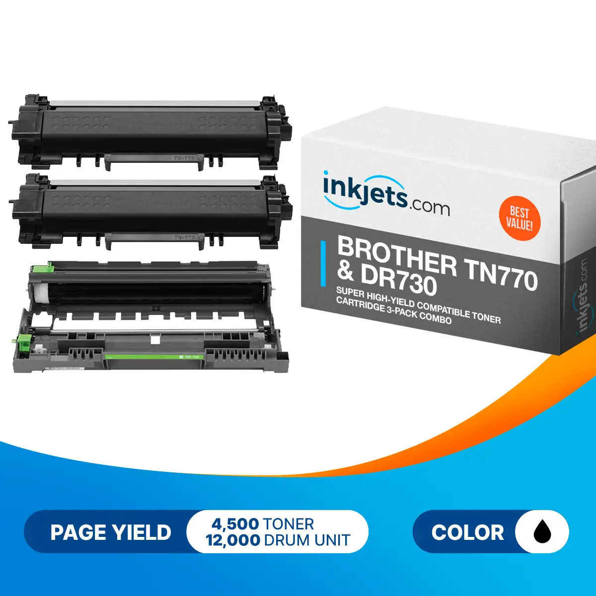 Brother TN770 & DR730 Super High-Yield Compatible Toner Cartridge 3-Pack Combo - Image 2