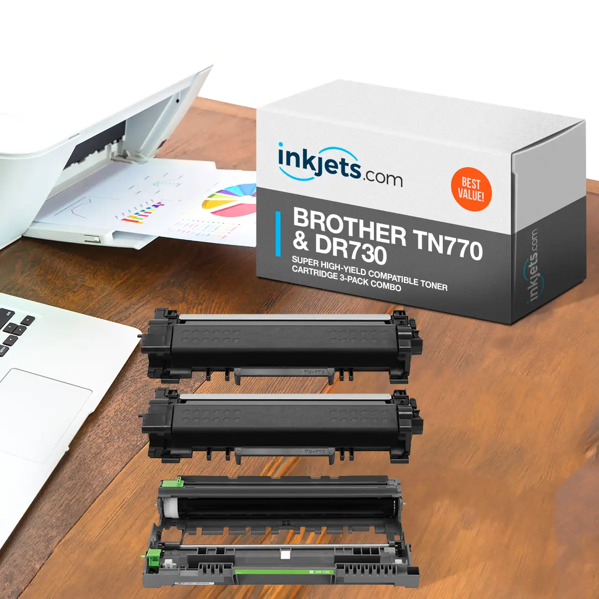 Brother TN770 & DR730 Super High-Yield Compatible Toner Cartridge 3-Pack Combo - Image 3