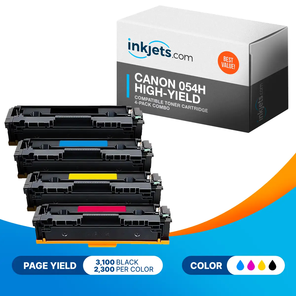 Canon 054H High-Yield Compatible Toner Cartridge 4-Pack Combo - Image 2