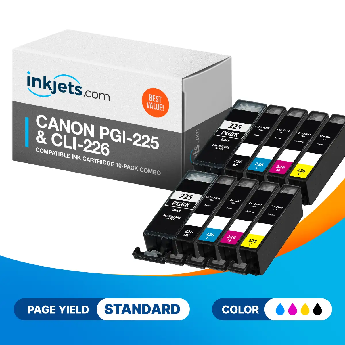 Canon PGI-225 & CLI-226 Compatible Ink Cartridge 10-Pack Combo - Image 2
