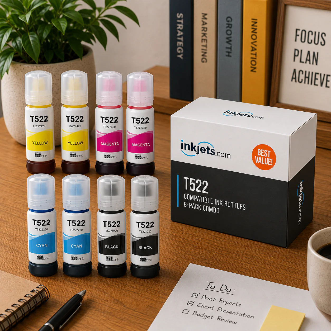 Epson T522 Compatible Standard Yield Ink Bottle 8-Pack Combo - Image 3