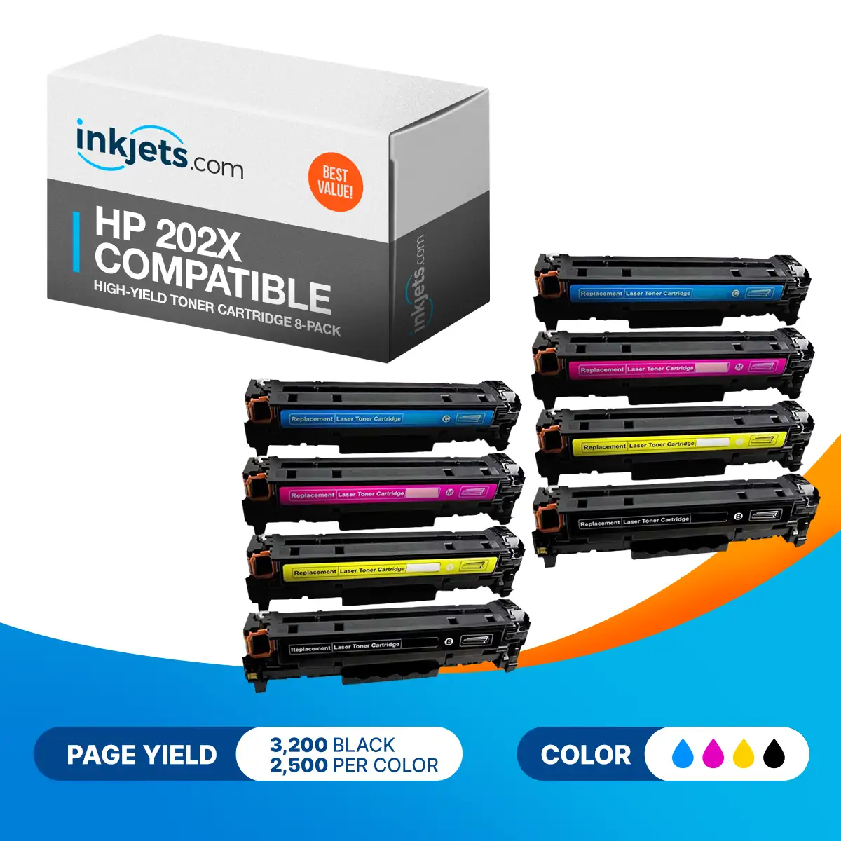 HP 202X Compatible High-Yield Toner Cartridge 8-Pack - Image 2
