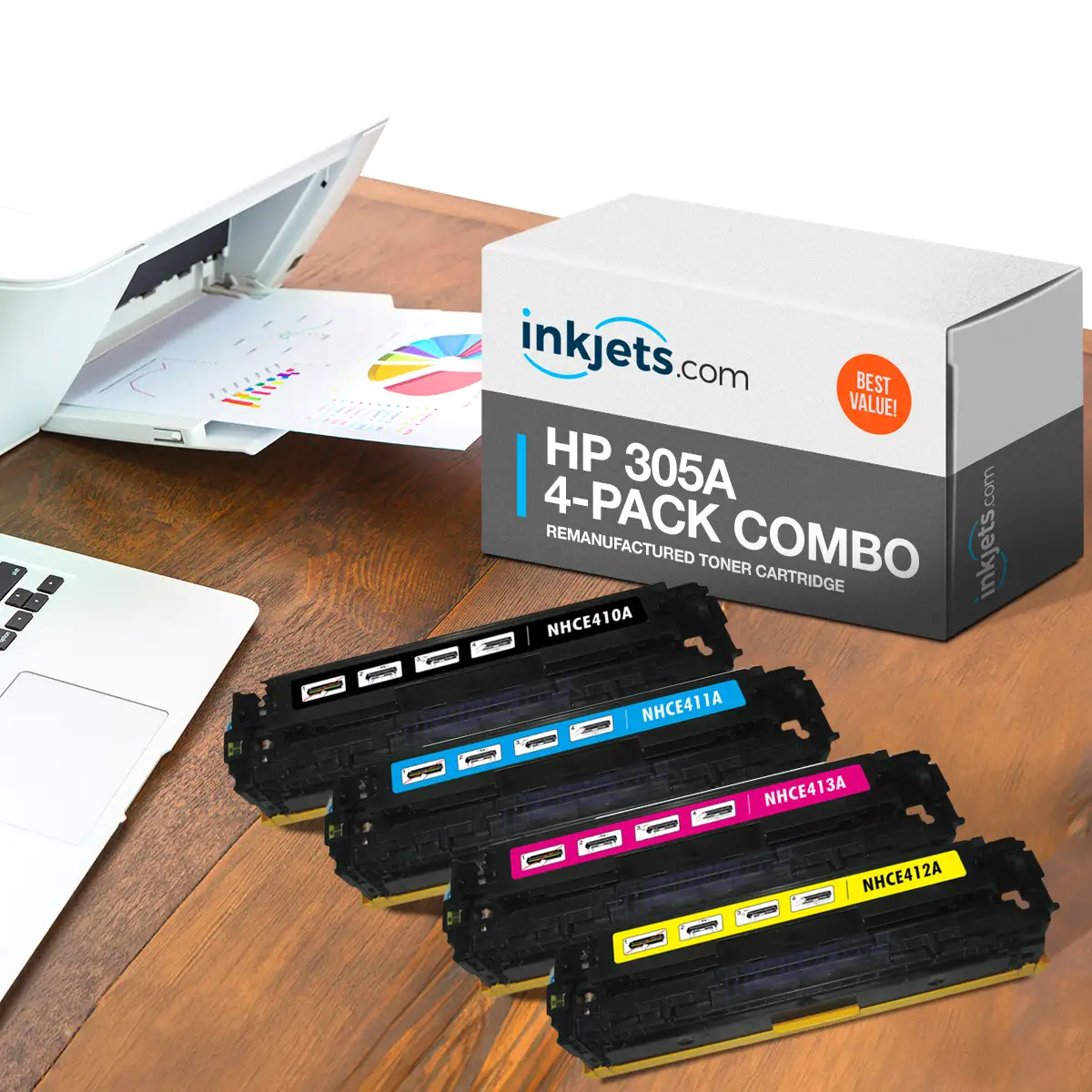 HP 305A Remanufactured Toner Cartridge 4-Pack Combo - Image 3