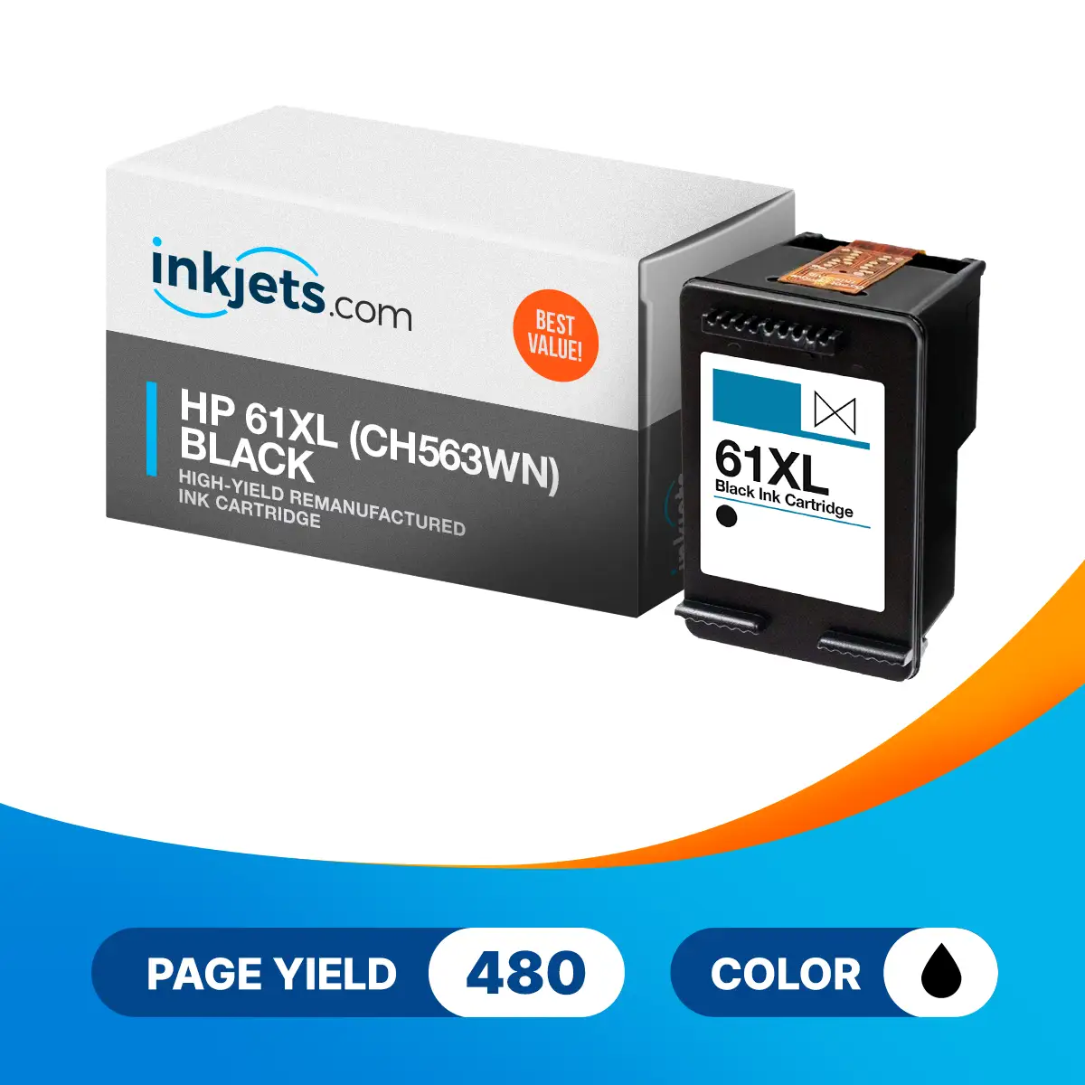 HP 61XL (CH563WN) Black High-Yield Remanufactured Ink Cartridge - Image 3