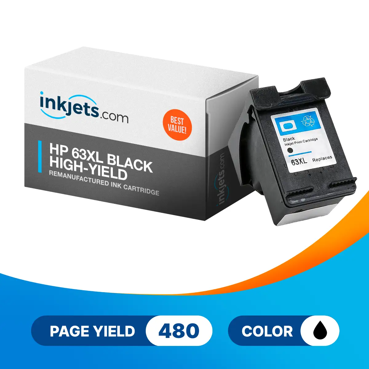 HP 63XL (F6U64AN) Black High-Yield Remanufactured Ink Cartridge - Image 3