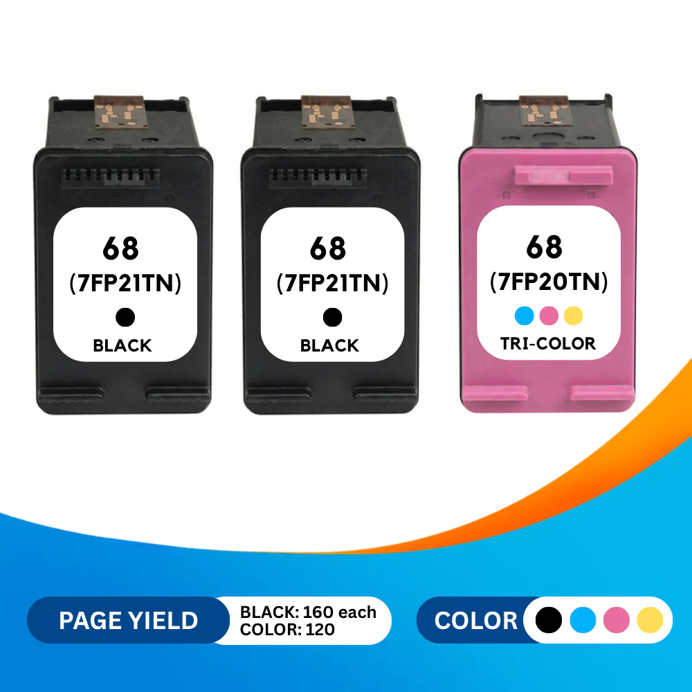 HP 68 Remanufactured Standard Yield Ink Cartridge 3-Pack Combo - Image 2