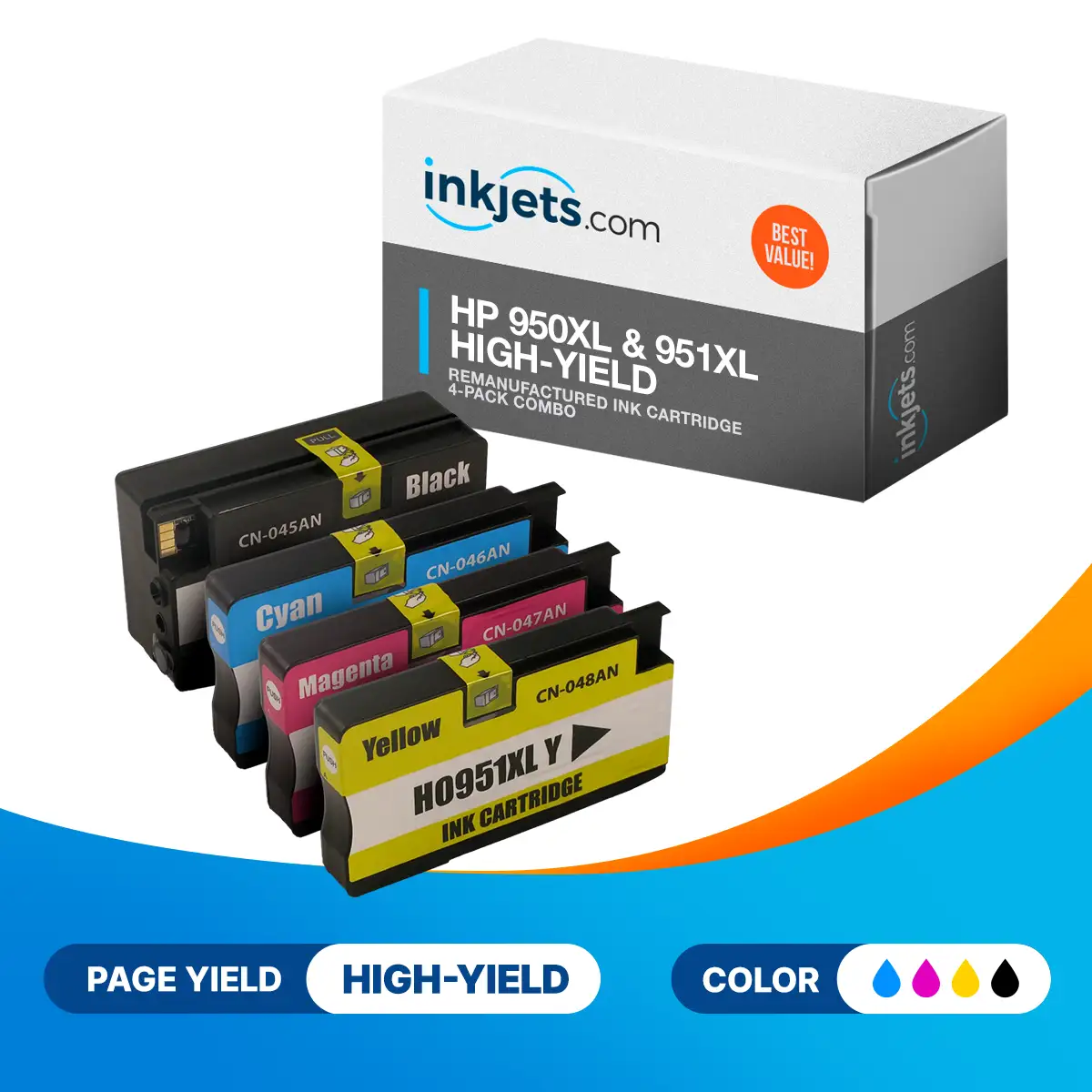 HP 950XL & 951XL High-Yield Remanufactured Ink Cartridge 4-Pack Combo - Image 2